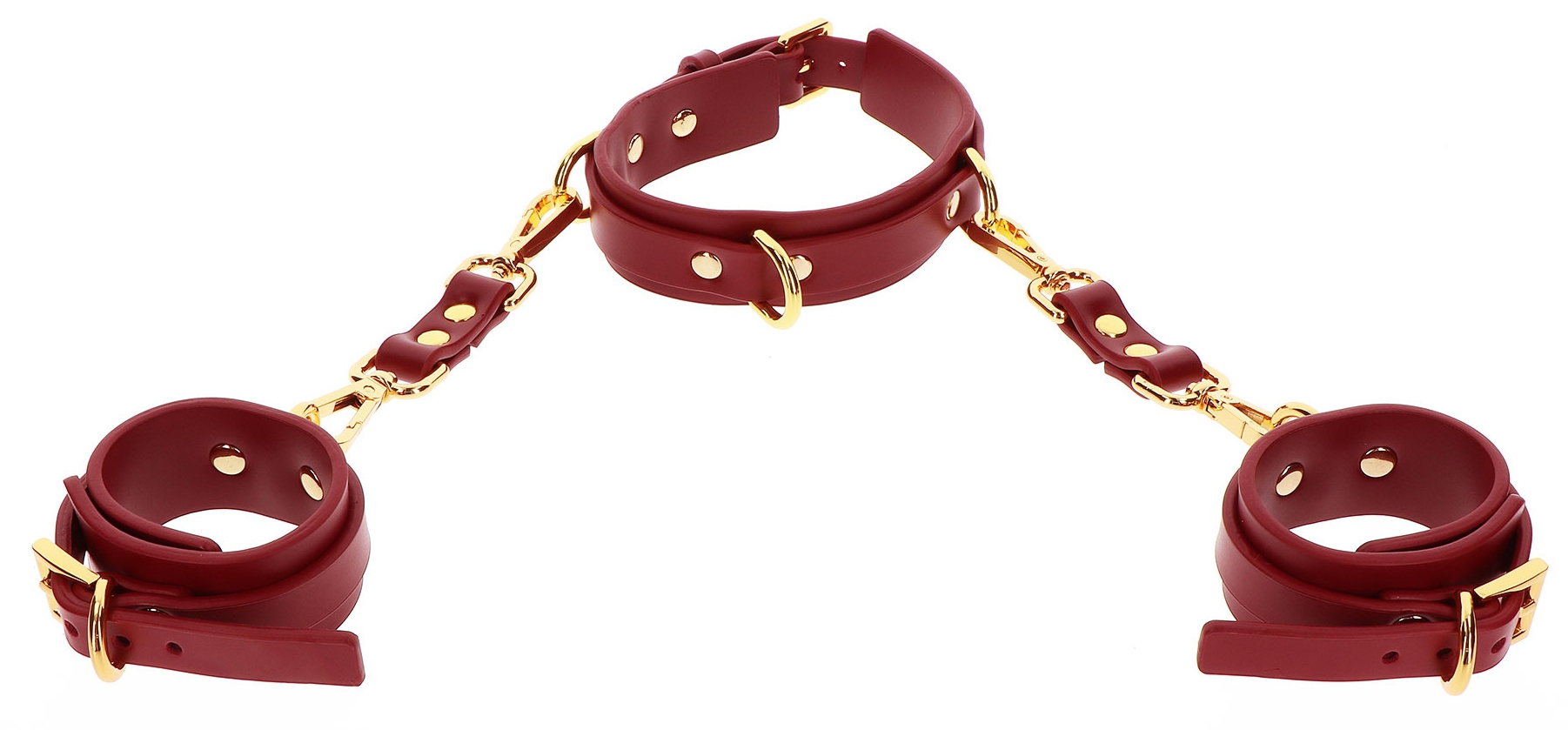 Collier D-Ring avec Menottes de poignets Taboom Rouge – Image 4