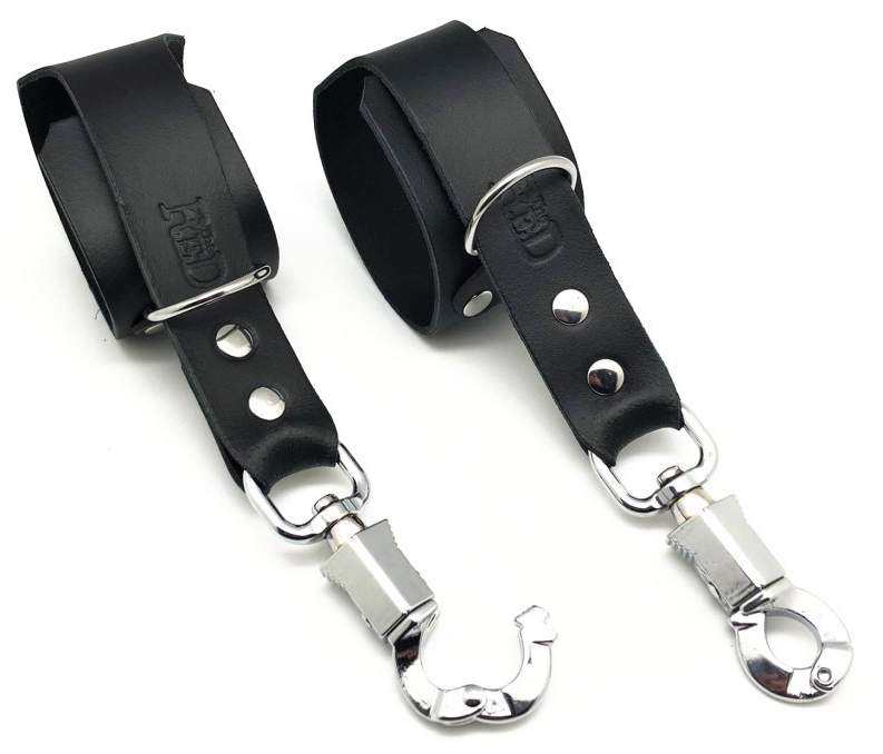 Menottes en cuir avec Mousqueton anti-panique – Image 5