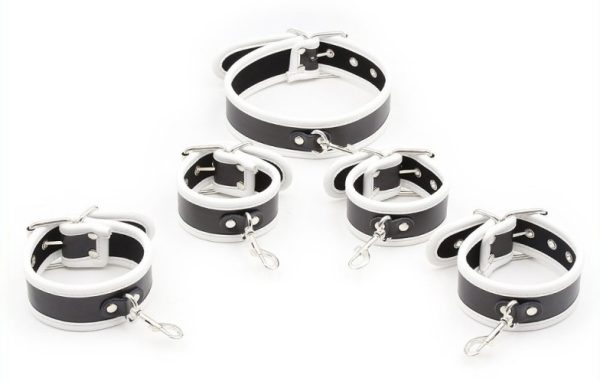 Set de restriction Collier et menottes Noir-Blanc – Image 2